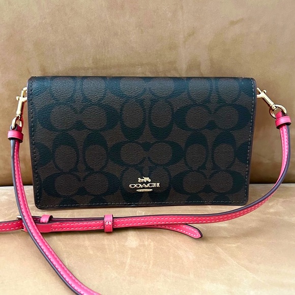Coach Bags Coach Anna Foldover Crossbody Clutch In Signature Canvas